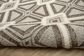 Koberec Angola F913A Boho trojuholníky / kosoštvorce, antracitový / krémový