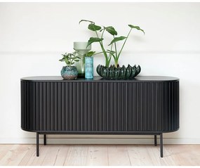 Čierna nízka komoda v dekore duba s posuvnými dverami 73x160 cm Siena – Unique Furniture