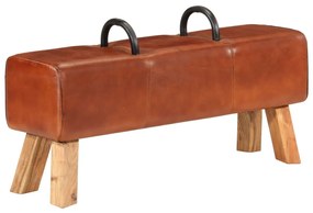 Gymnastická lavička hnedá 110 cm pravá koža 356379