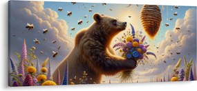 Obraz - Medveď a včielky (120x50 cm)