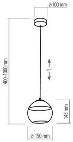 TK-LIGHTING Závesné osvetlenie na lanku AMBER, 1xE27, 60W, guľa, čierne