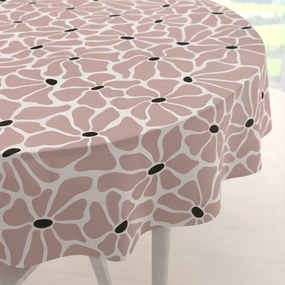 Biante Bavlnený okrúhly obrus Sandra SA-483 Hnedoružové designové kvety na bielom Ø 70 cm