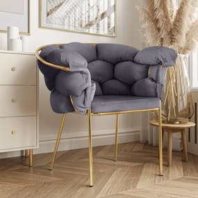 Dizajnová stolička NORA šedá + zlaté nohy