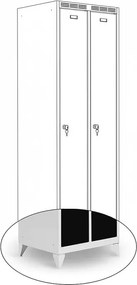 Kovová šatníková skriňa Trestles SS2M 1800x600x500 mm, 2 oddiely, čierne dvere Podnož: nožičky, Zámok: cylindrický