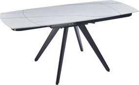Dekorstudio Rozkladací jedálenský stôl s mramorovou doskou 120-180x80 cm - biely