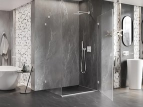 Mexen Lunar-B, pravostranný výklopný sprchový kút 95 x 90 cm, 8mm číre sklo, biely profil, 832-095-090-20-00-P