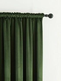 Zamatové zatemňovacie závesy Cesar tmavo zelené - 140 x 160 cm (2ks) - riasiaca stuha