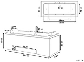 Vírivá vaňa s LED osvetlením 170 x 75 cm biela GALLEY Beliani