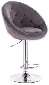 LuxuryForm DESIGN Barová stolička VERA VELUR na striebornom tanieri - tmavo šedá