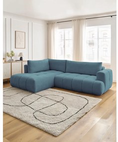 Modrá rozkladacia/s úložným priestorom rohová pohovka (ľavý roh/do L) Fuji – Bobochic Paris