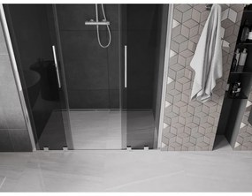 Mexen Velar Duo, posuvné sprchové dvere do otvoru 140 cm, 8mm šedé sklo, chrómová, 871-140-000-42-01