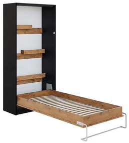 Vertikálna sklápacia posteľ Loft 90x200 New Elegance - Čierny/Dub Lancelot