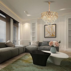 Toolight Toolight, krištáľové závesné svietidlo 60cm, 8xE14, G049-CP, zlatá, OSW-08943