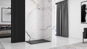 Rea Black Stone, sprchová vanička z minerálneho kameňa 120x80x3,5 cm + sifón, čierna, REA-K9602