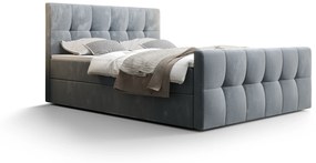 Manželská posteľ Boxspring 160 cm Macheta (svetlomodrá) (s matracom a úložným priestorom). Akcia -20%. Vlastná spoľahlivá doprava až k Vám domov. 1046722