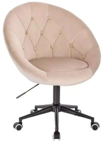 LuxuryForm DESIGN Kreslo VERA VELUR na čiernej podstave s kolieskami - latte