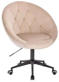 LuxuryForm DESIGN Kreslo VERA VELUR na čiernej podstave s kolieskami - latte