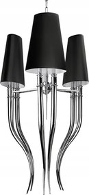 Stropná lampa s ohnutými ramenami vo forme rohov s tkaninou Diablo, čierna