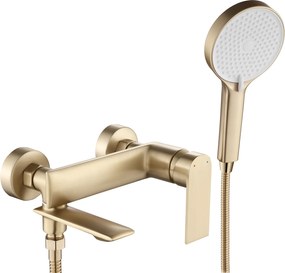 Rea Veneta, vaňová batéria s ručnou bodovou sprchovou súpravou, zlatá matná, REA-B3008