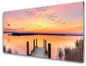 Obraz plexi Mólo západ slnka jazero 125x50 cm