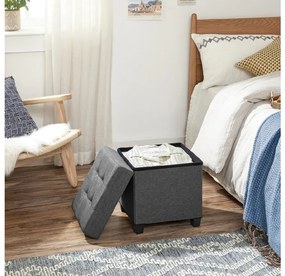 Skládací taburet s úložným prostorem OSCAR 38x38 cm, šedý