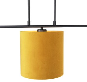 Závesná lampa s velúrovými odtieňmi žltá so zlatom 20cm - Combi 3 Deluxe