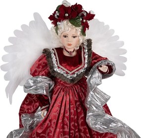 Červený hrajúci Anjel v šatách a svietiacimi krídlami Angel Chris ľad - 50*30*65 cm