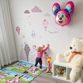 Samolepky na stenu - Kopce a balóny v ružovom do detskej izby