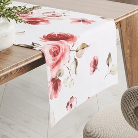 Biante Teflónový behúň na stôl TF-023 Červené ruže na bielom 20x140 cm