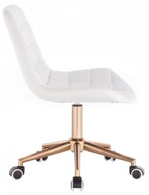 LuxuryForm DESIGN Stolička PARIS na zlatej podstave s kolieskami - biela