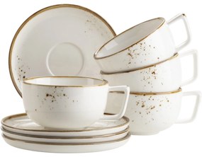 Mäser 8-dielna súprava šálok na kávu Pintar White hnedé bodky
