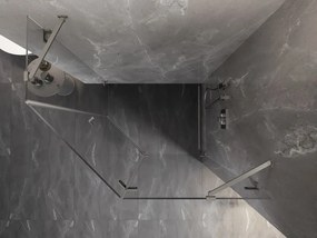 Mexen Lunar, pravý výklopný päťuholníkový sprchový kút 100 x 80 cm, 8mm číre sklo, oceľový profil, 831-100P-080L-97-00-P