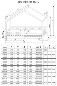 Domčeková posteľ Housebed 90 x 200 cm - prírodná borovica