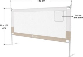 Detská zábrana na posteľ, 180 cm, výškovo nastaviteľná