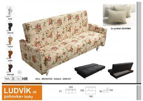 Pohovka LUDVÍK II s bočnicami, levanduľa / drevo: bielej (lawenda 3741/104)