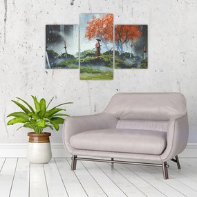Obraz - Ilustrácie záhrady mečov (90x60 cm)