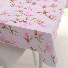 Biante Bavlnený obdĺžnikový obrus Sandra SA-233 Kvety magnólie na ružovom 60x100 cm