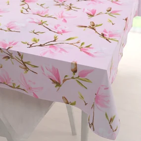 Biante Bavlnený obdĺžnikový obrus Sandra SA-233 Kvety magnólie na ružovom 60x100 cm