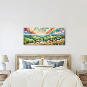 Obraz – Kone cválajúce krajinou (120x50 cm)