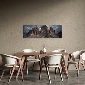Obraz - Tri Zuby, Talianske Dolomity (s hodinami) (90x30 cm)