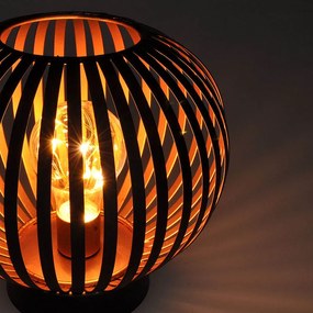 SOLIGHT Kovový okrúhly lampáš so žiarovkou micro LED, teplá biela, medená, 3xAA, 19cm