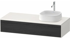DURAVIT Zencha závesná skrinka pod umývadlo na dosku (umývadlo vpravo), 1 zásuvka, 1300 x 550 x 281 mm, dub čierny/biela super matná, ZE4812R16840000