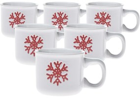 Súprava 6 keramických hrnčekov Vločka, 90 ml