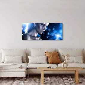 Obraz ženy v modrom lesku (120x50 cm)