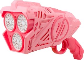 LEAN Toys Pištoľ na mydlové bubliny LED svetlá na batérie ružová