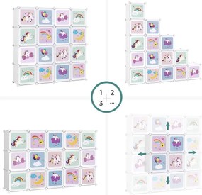 Detská modulárna skrinka s farebnými úložnými boxmi ANET