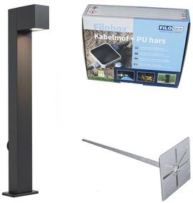 Vonkajšia lampa čierna so zemným hrotom a káblovou priechodkou 65 cm vrátane zásuvky IP44 - Baleno