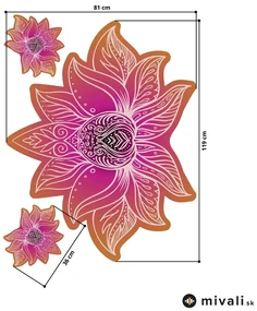 Samolepky na stenu - Lotosová mandala fuchsiová