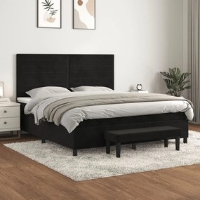 Posteľný rám boxspring s matracom čierny 180x200 cm zamat 3137919