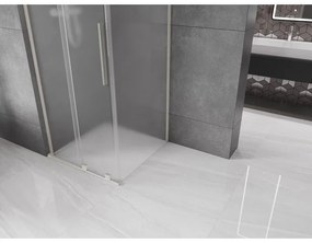 Mexen Velar L, sprchový kút s posuvnými dverami 100 x 100 cm, 8mm sklo námraza, brúsená oceľ, 871-100-100-33-97